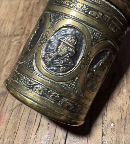 Antique 19th Century Persian Qajar Engraved Brass Tobacco tin