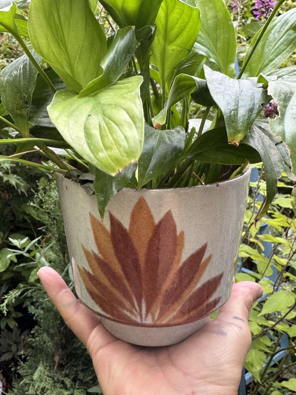 Vintage West German Ceramic Planter – Mid-Century Leaf Design – 1960s