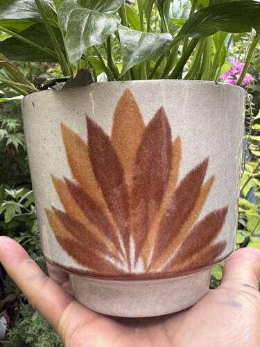 Vintage West German Ceramic Planter – Mid-Century Leaf Design – 1960s