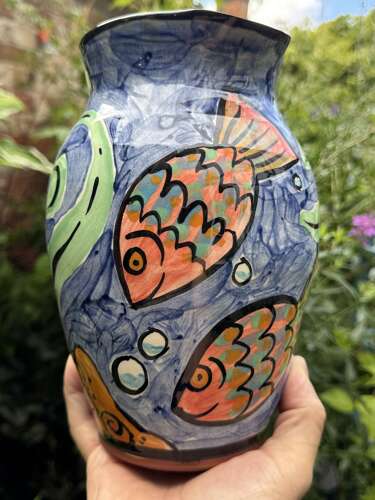 Vintage Heather Lewis Dynamic Ceramics Fish Jug – 1990s Scottish