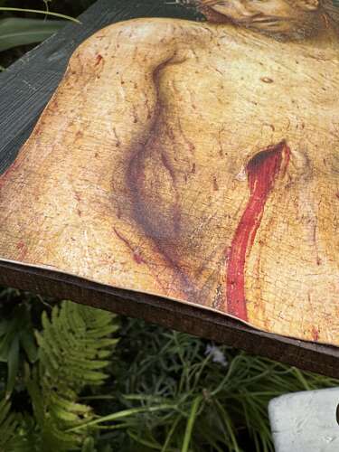 Ecce Homo Jesus Christ Religious Icon on Wood Panel – Crown of Thorns