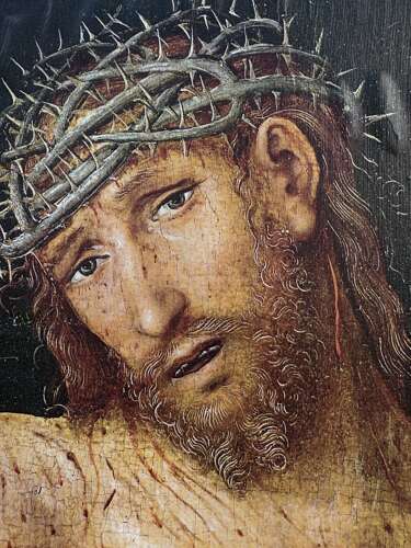 Ecce Homo Jesus Christ Religious Icon on Wood Panel – Crown of Thorns