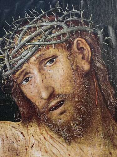 Ecce Homo Jesus Christ Religious Icon on Wood Panel – Crown of Thorns