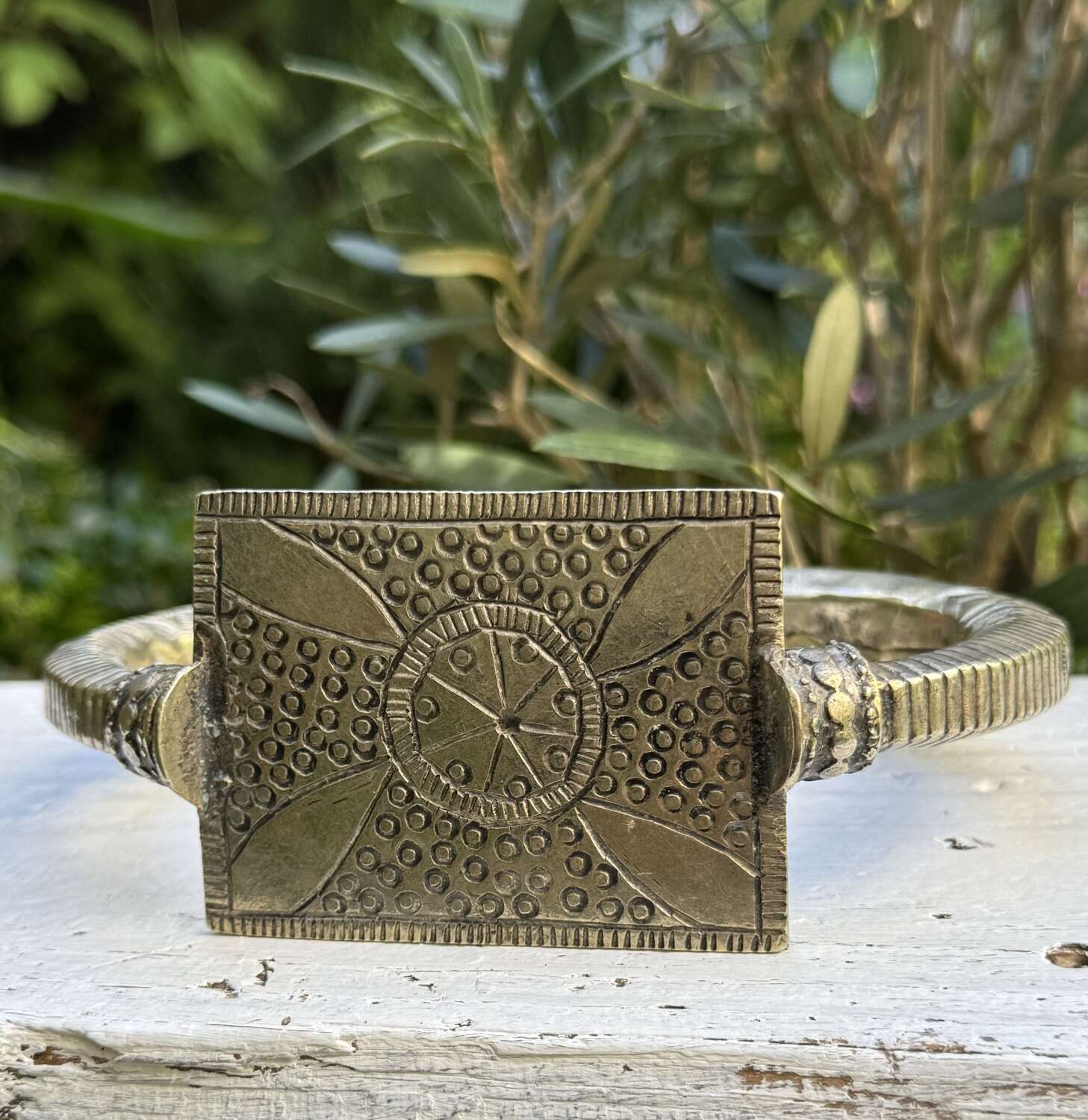 Vintage Silver Upper Arm Bangle – Hand Chased Tribal Armlet