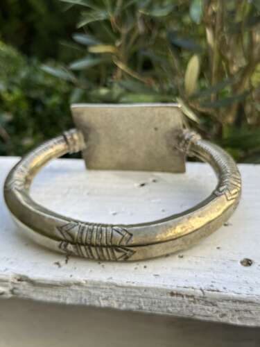 Vintage Silver Upper Arm Bangle – Hand Chased Tribal Armlet