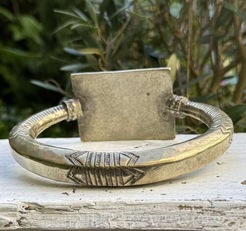 Vintage Silver Upper Arm Bangle – Hand Chased Tribal Armlet