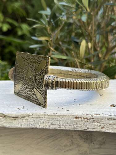 Vintage Silver Upper Arm Bangle – Hand Chased Tribal Armlet