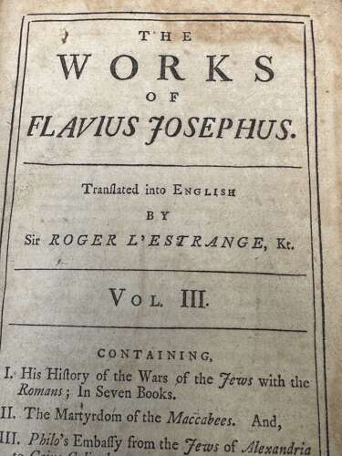 1751 Works of Flavius Josephus Vol III Roger L’Estrange