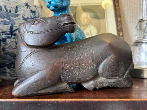 Vintage Indian Folk Art Carved Wooden Horse Sculpture Primitive 24cm