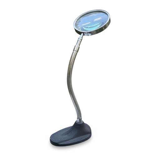 Vintage Japanese Art Deco Chrome Gooseneck Desk Magnifying Glass 43cm