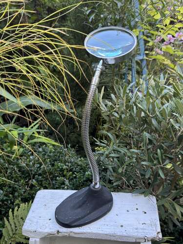 Vintage Japanese Art Deco Chrome Gooseneck Desk Magnifying Glass 43cm