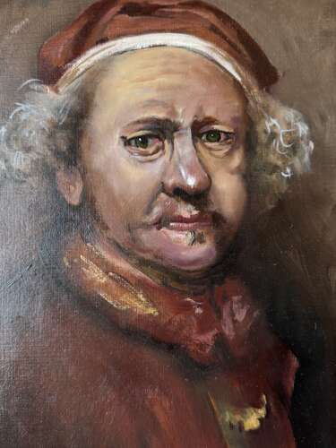 Peter A. Kotka Oil Painting After Rembrandt Self Portrait 1663