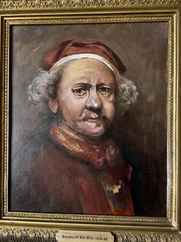 Peter A. Kotka Oil Painting After Rembrandt Self Portrait 1663